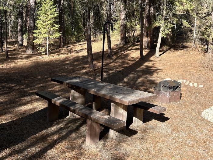 Campsite with picnic table, fire ring, and lantern hook.Black Rock Site 6