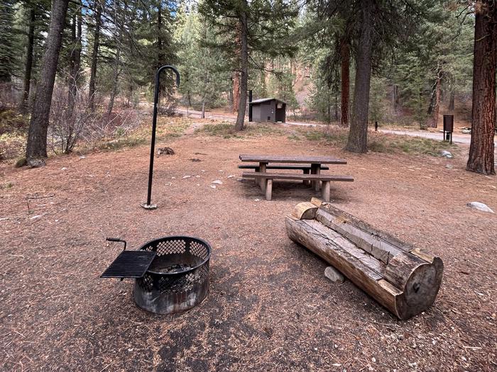 Campsite with fire ring, picnic table, and lantern hook.Campsite at Upper Ten Mile