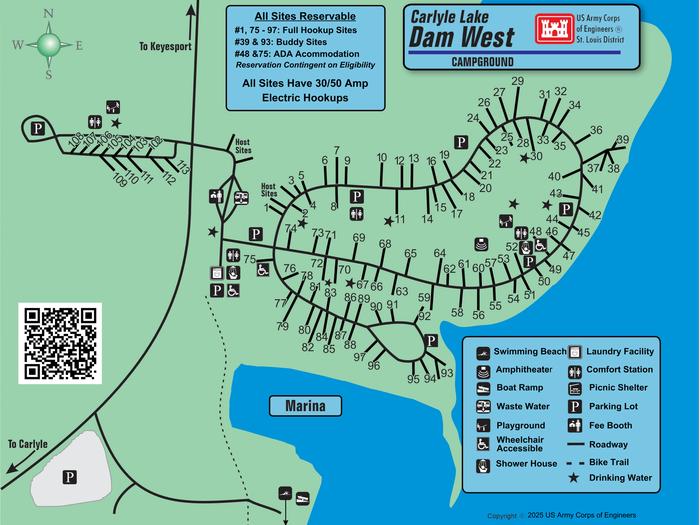 Dam West Campground MapMap of Dam West Campground layout.