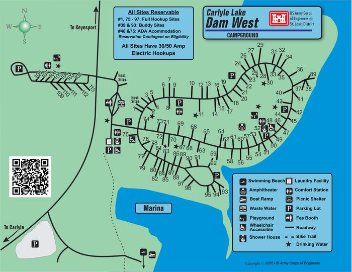 Dam West Campground MapMap of Dam West Campground layout.