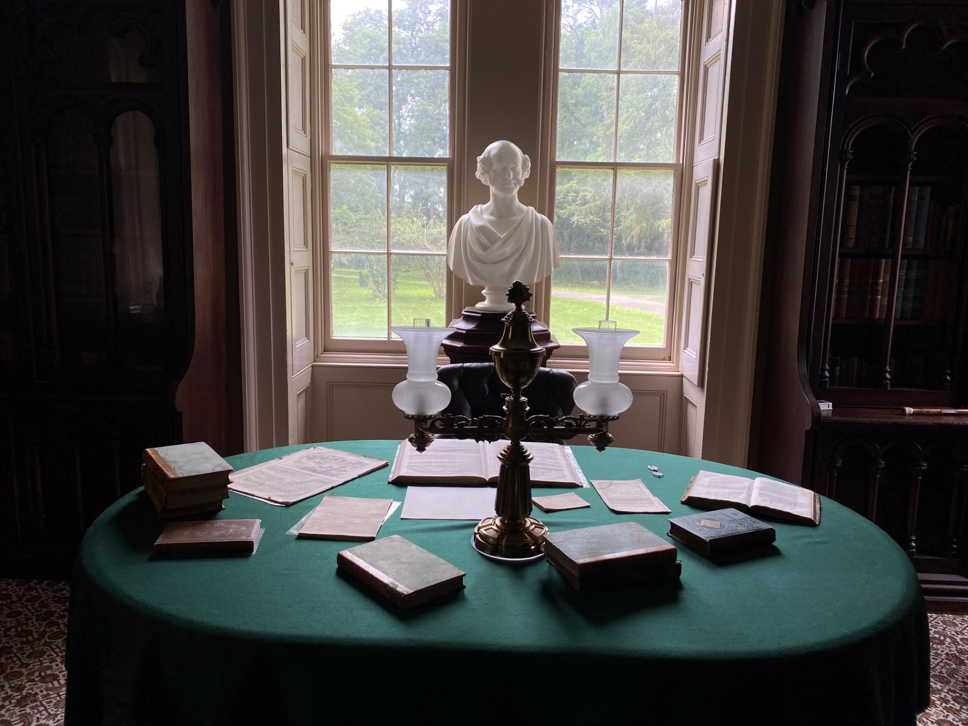 Hiram Powers bust of Martin Van Buren in the Library.