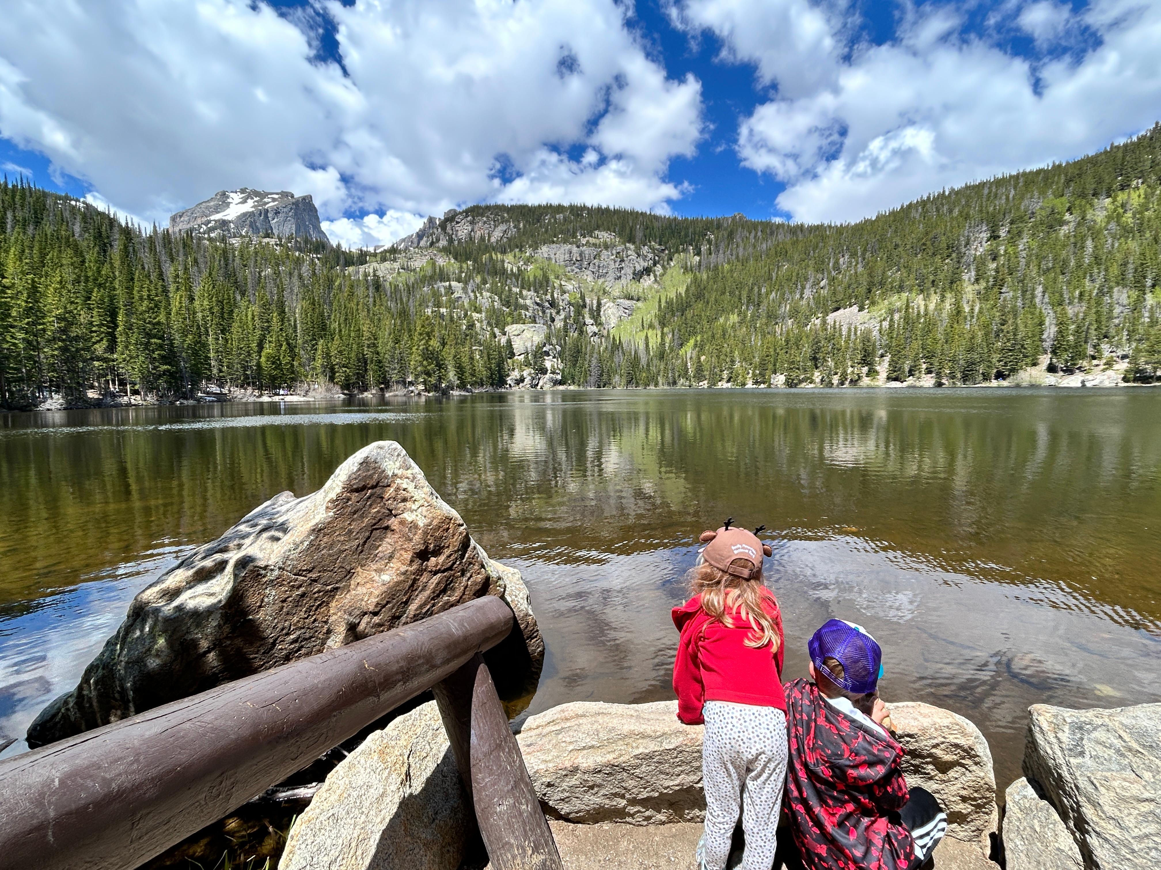 Junior Rangers gazing at Bear Lake