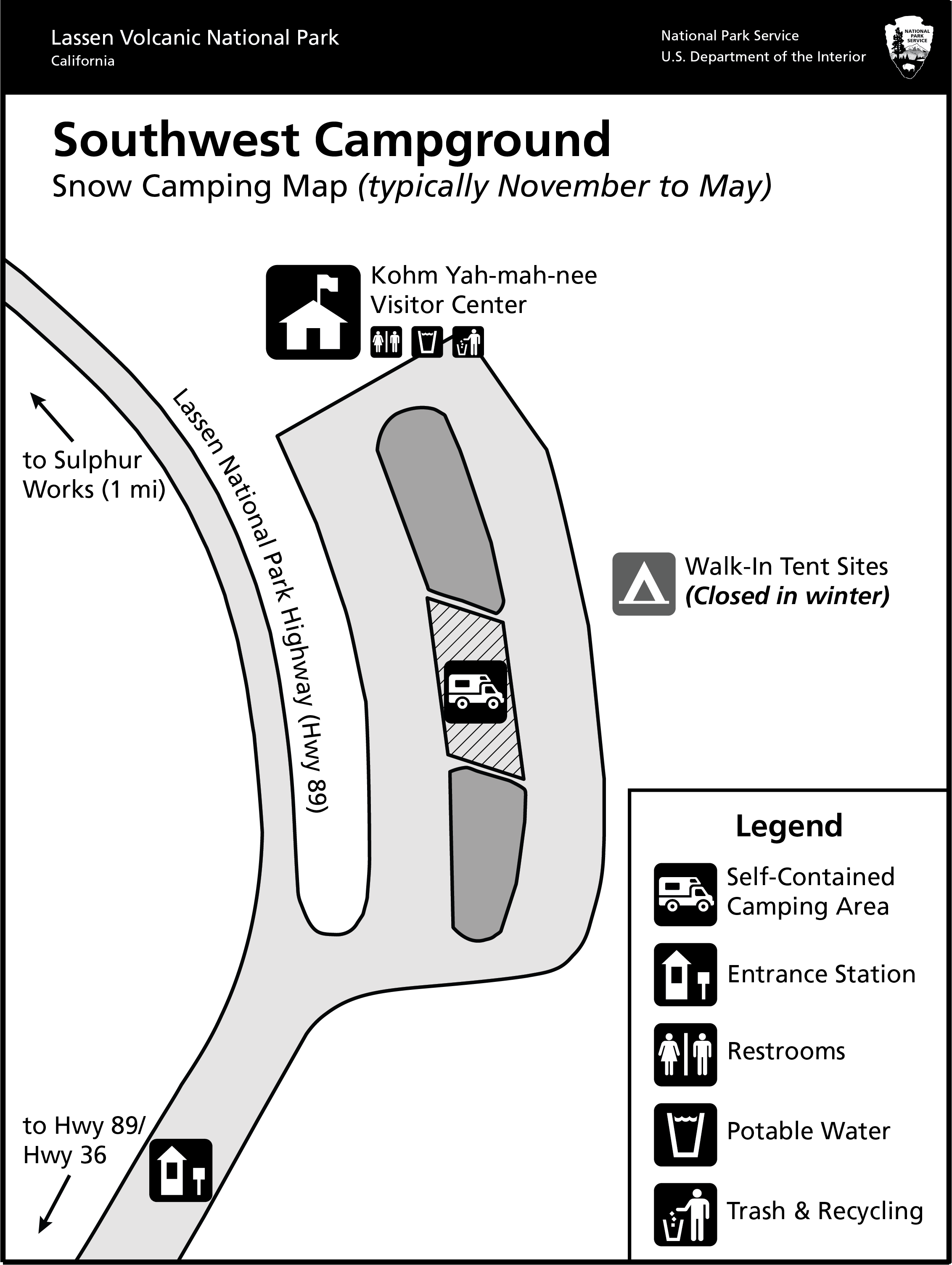 Southwest Area Self-Contained Camping Map