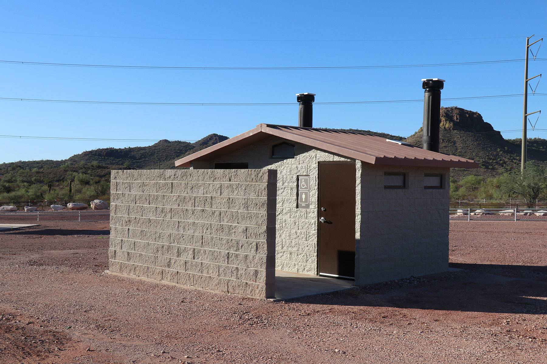 Double-vault toilet exterior