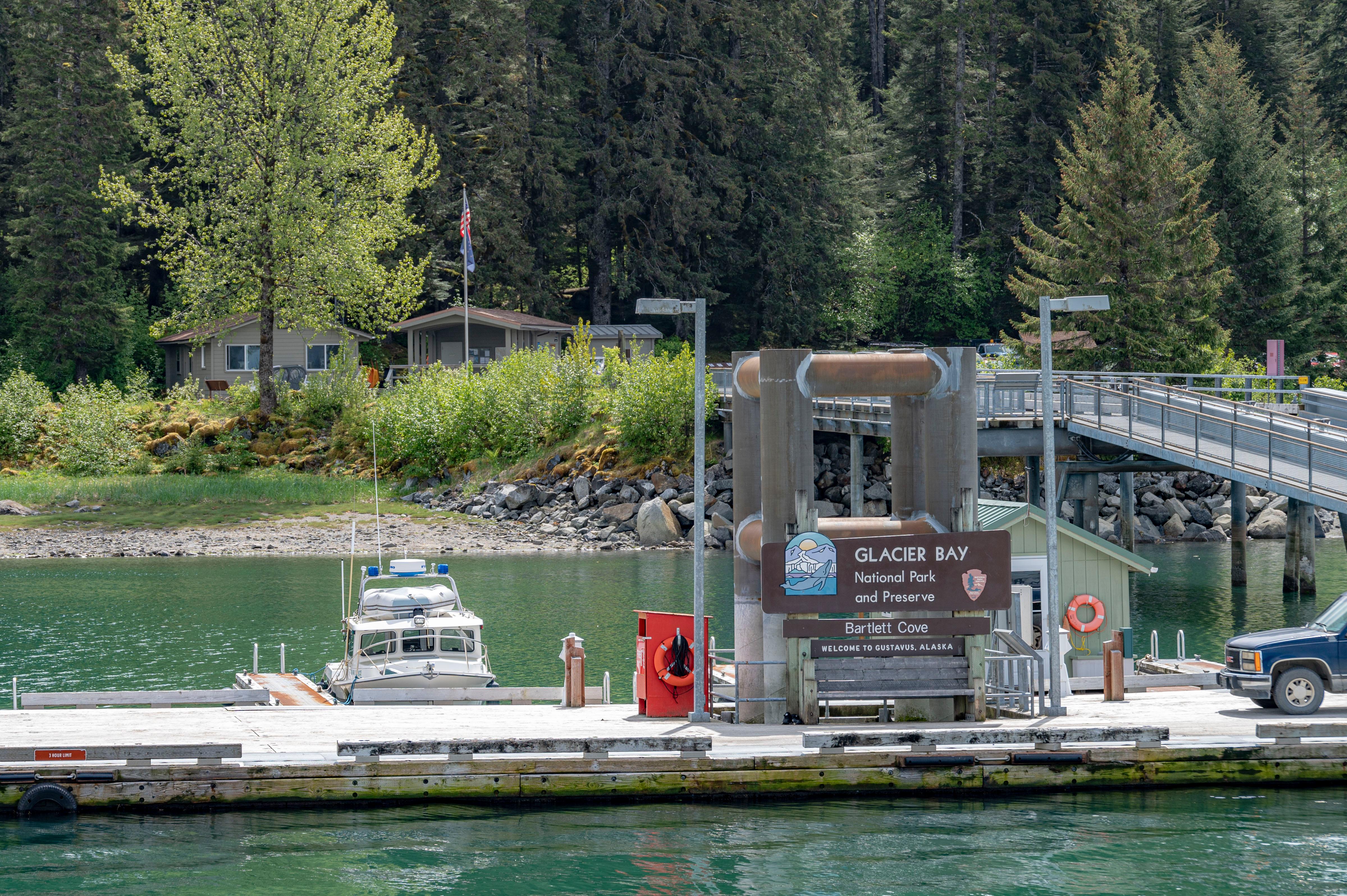 The Bartlett Cove Dock and the Visitor Information Station