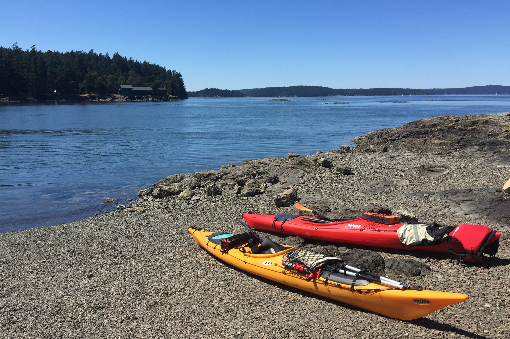 Kayaks on shore