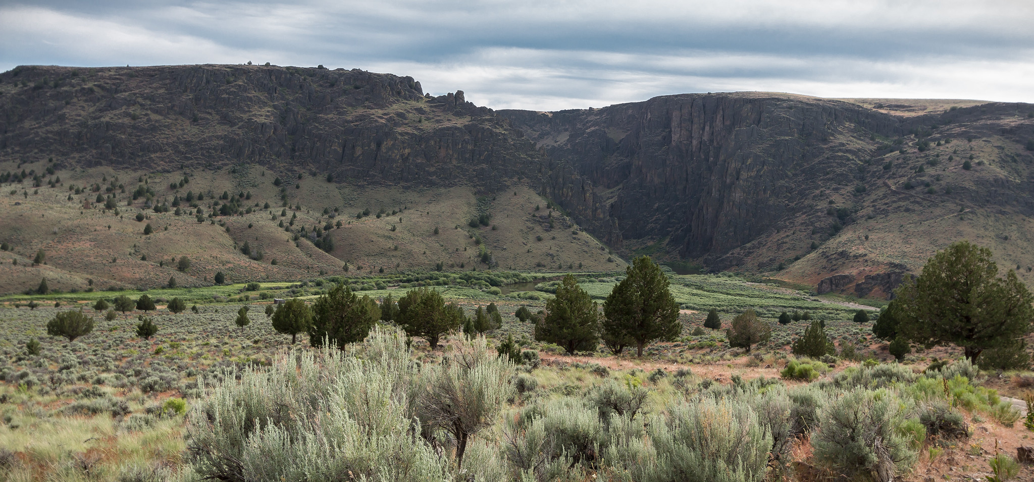 Afternoon view into the canyon of the Three Forks Recreation Site