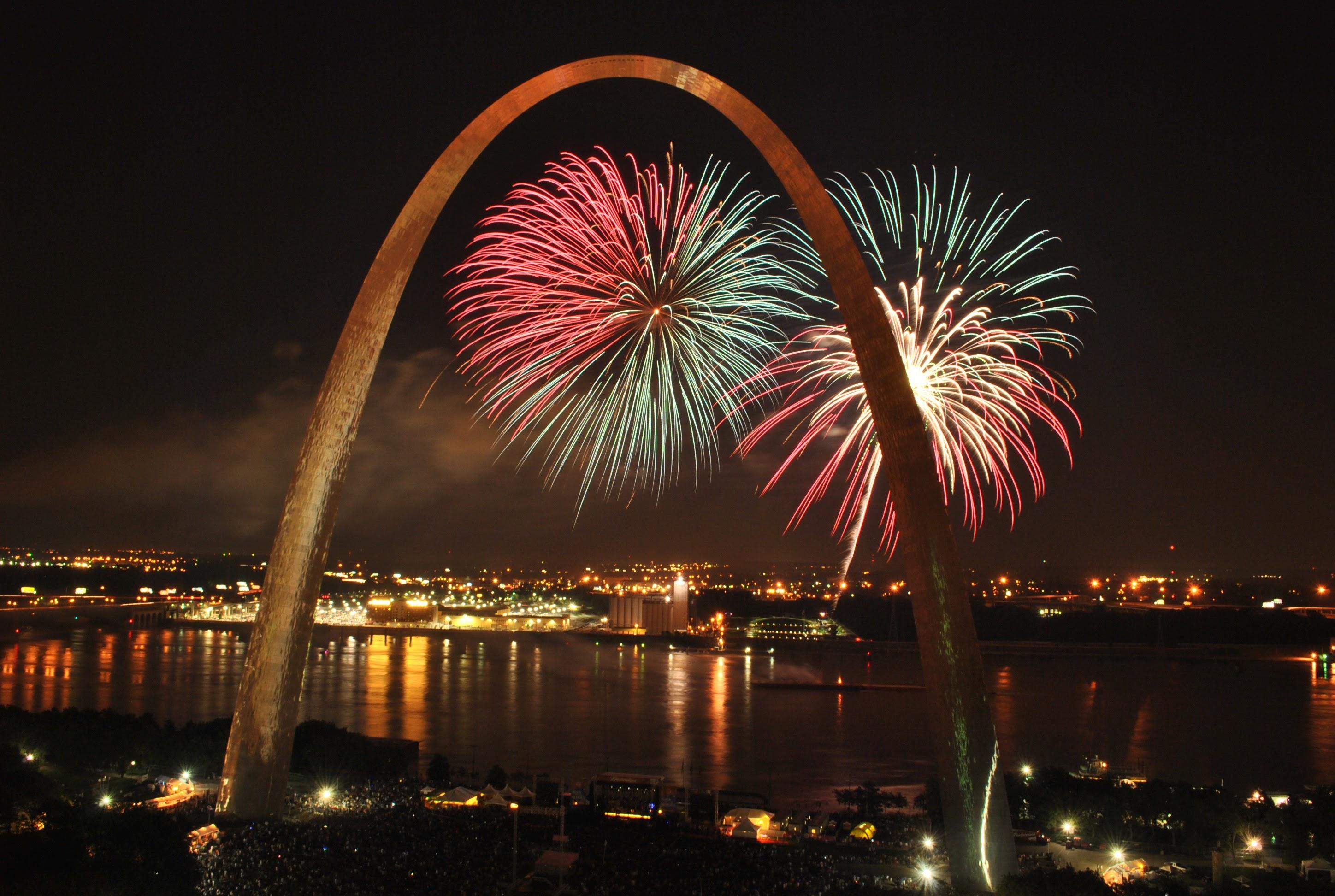 Fireworks at the Gateway Arch