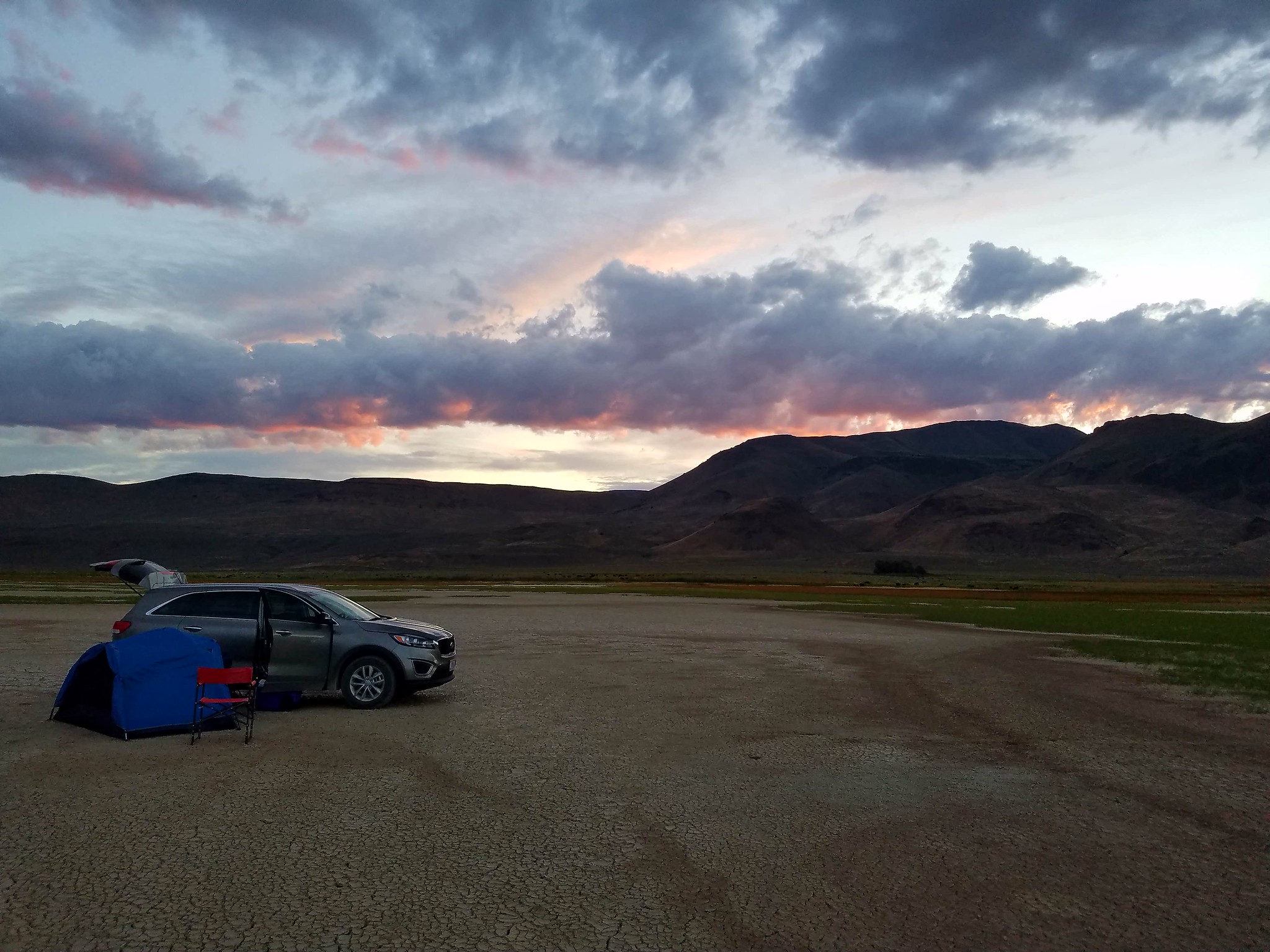 Alvord Desert — Camping at sunset on the Alvord Desert