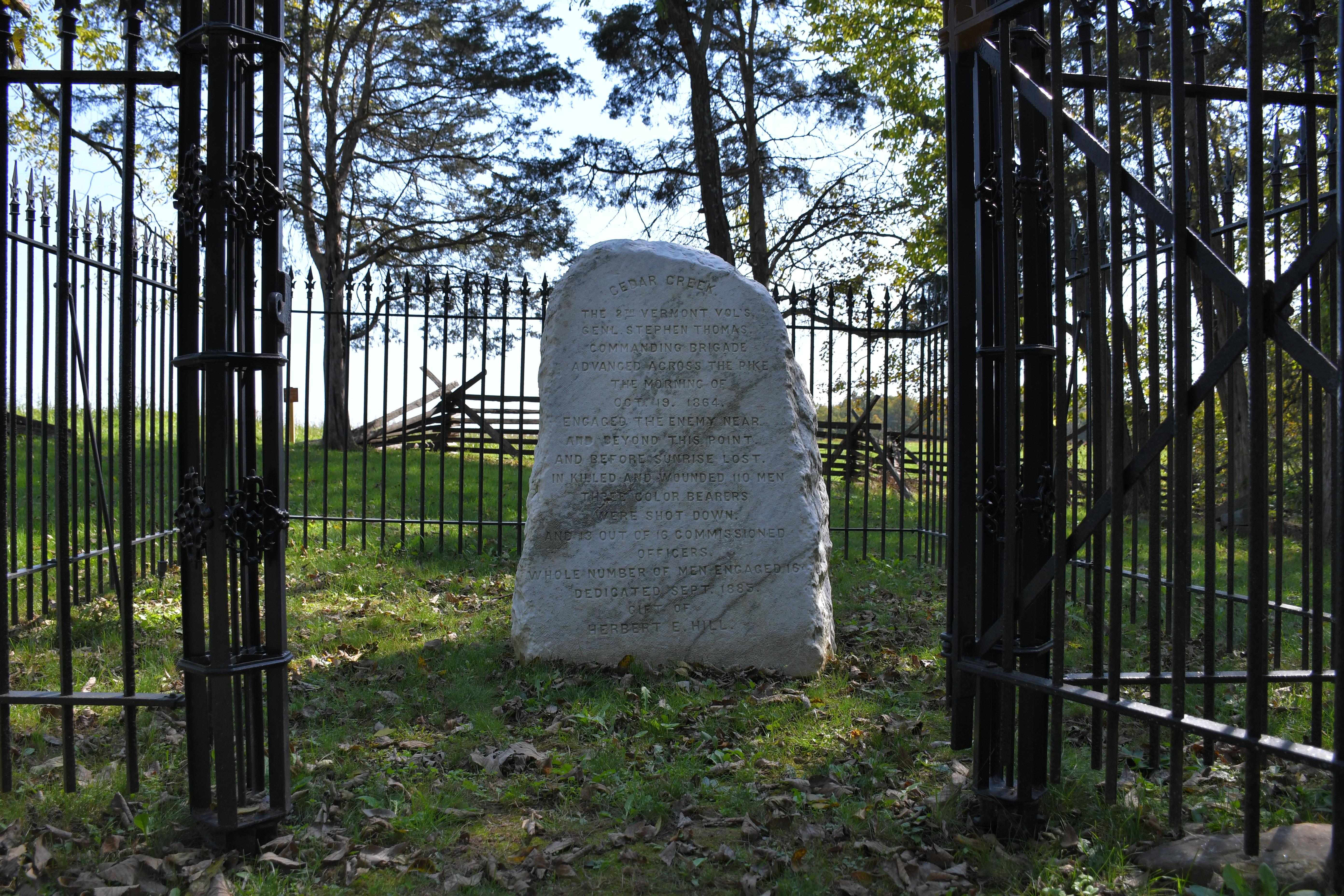 Cedar Creek & Belle Grove National Historical Park — 8th Vermont Monument