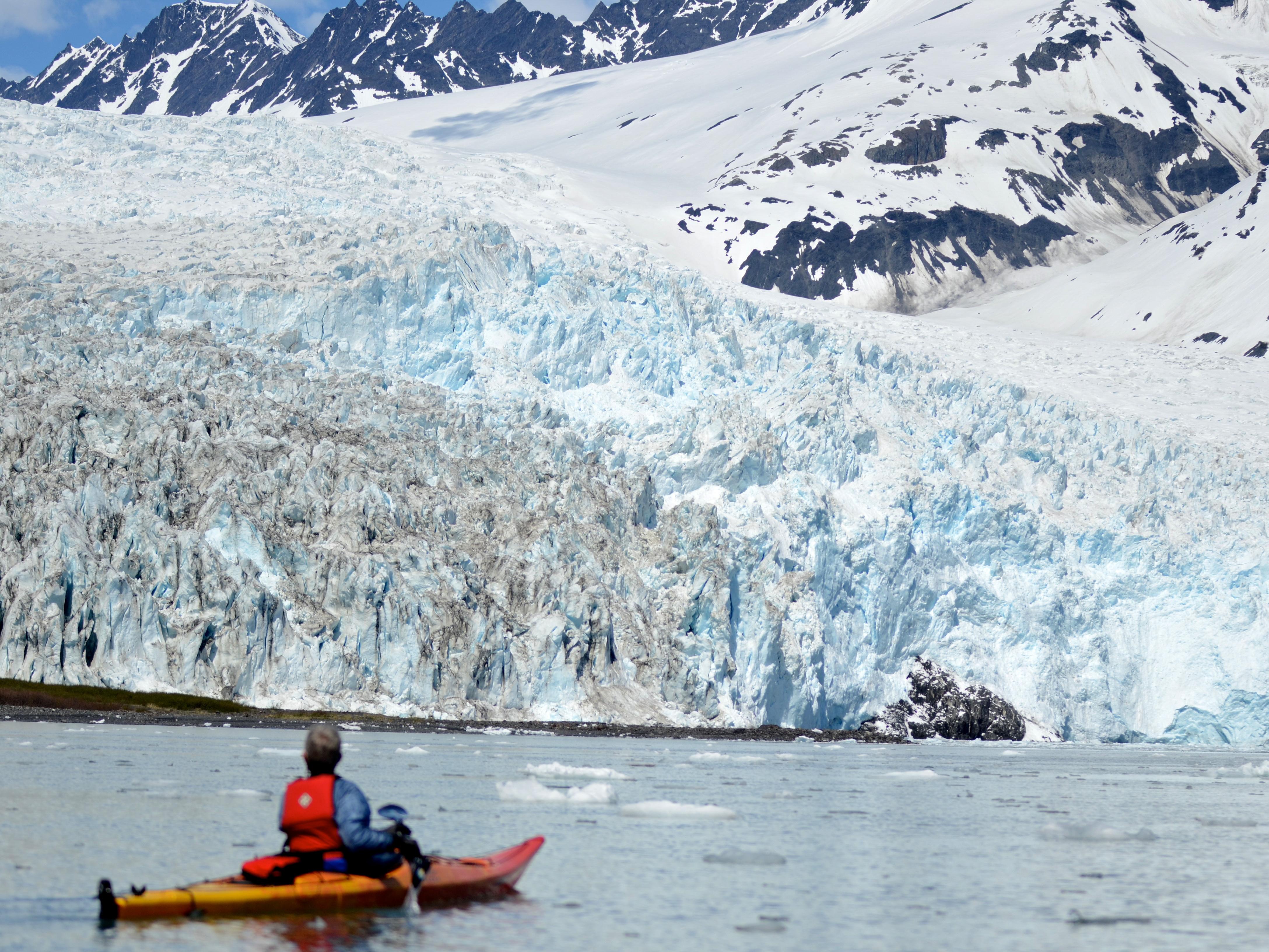 Kayaker Views Aialik Glacier