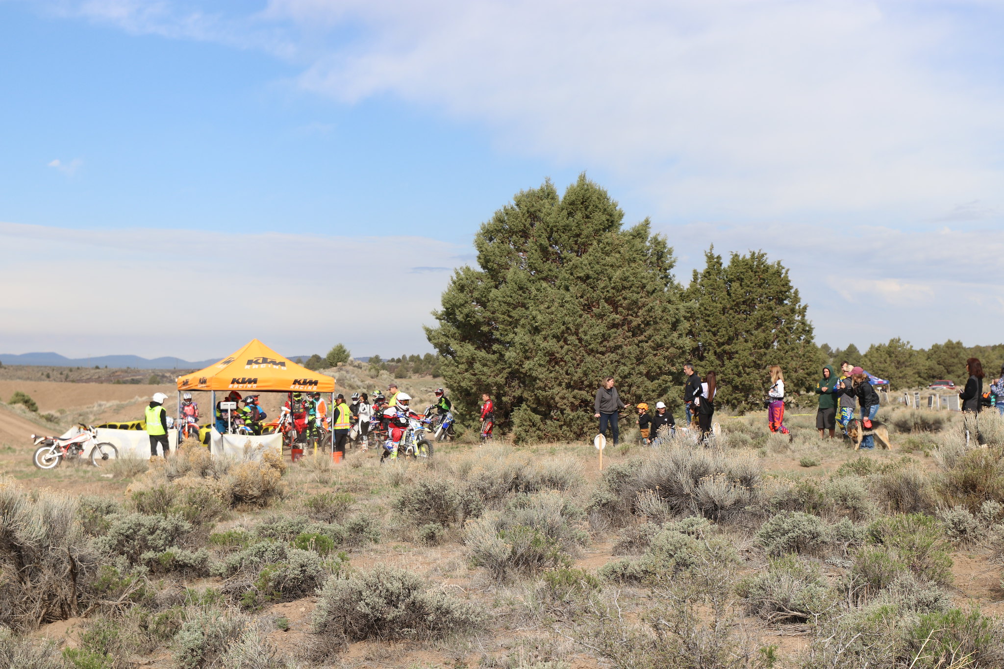 OHV event with tent and spectators at Millican Valley OHV Trail System