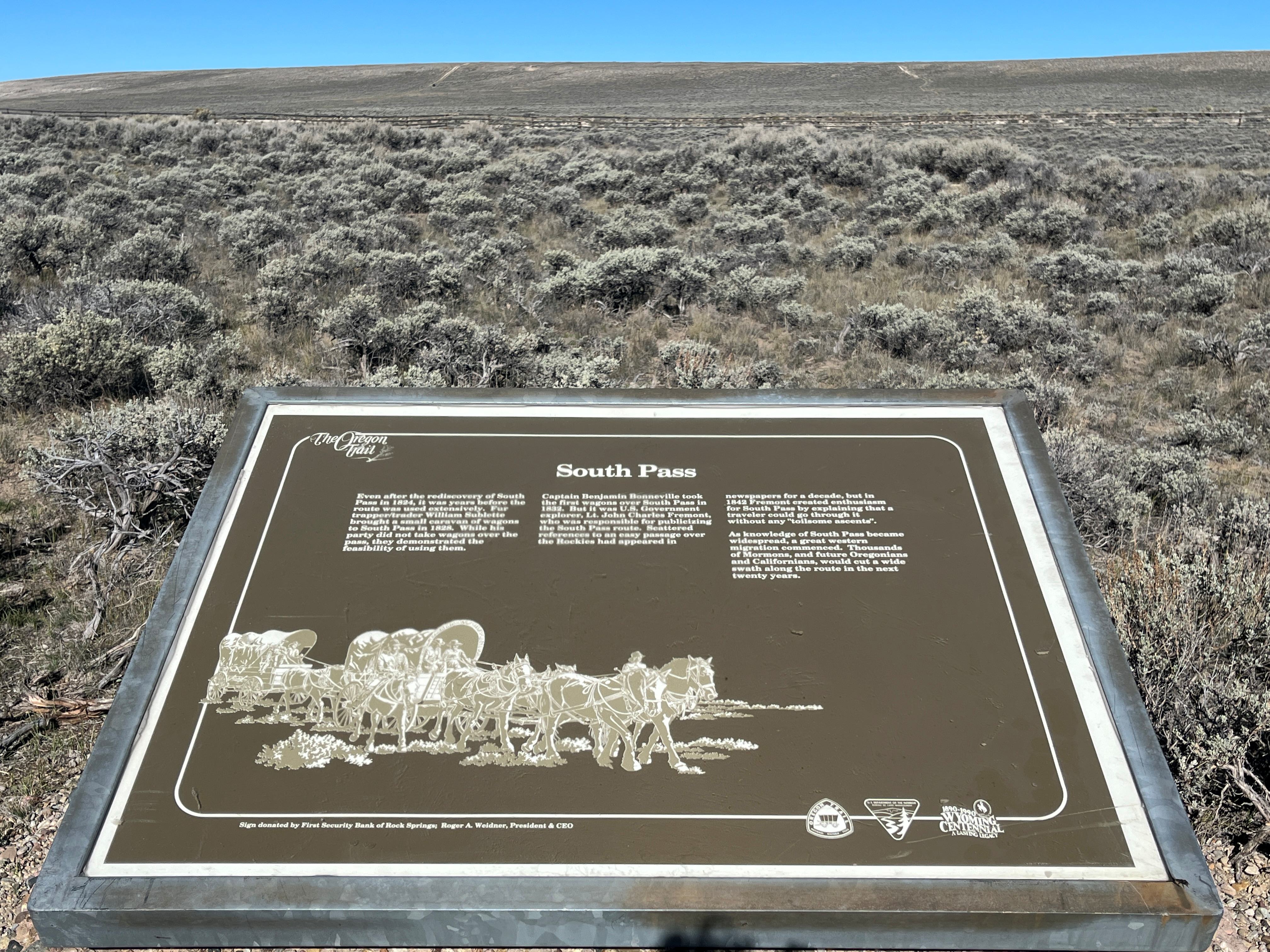 South Pass Summit interpretive panel