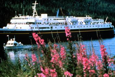 Alaska State Ferry With Fireweed