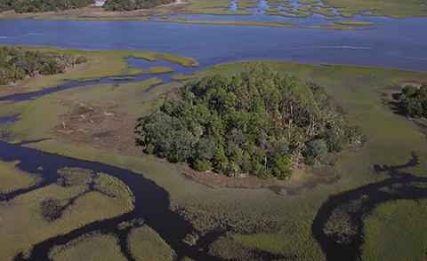 Aerial view of Guana Tolomato Matanzas National Estuarine Research Reserve, Florida