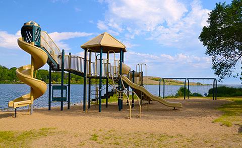 playground near lakeplayground on shoreline