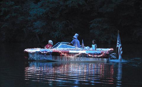 boat with festive lightsboat with lights