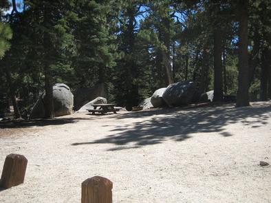 Campsite with picnic table.