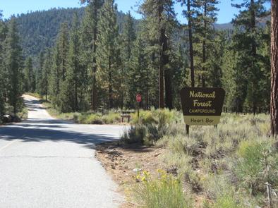 Road leading to Heart Bar Campground Sign