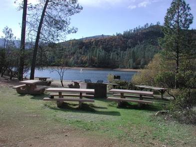 Whiskey Creek Group Picnic Area with view of the lake