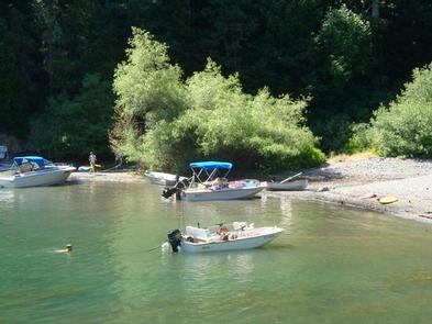 Fir Cove Campground Ruth Lake ShorelineCampsites are a short walk from the shore line. 