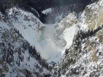 Lower falls of the Grand Canyon of the Yellowstone in winterLower Falls