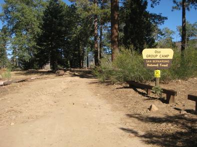 Road leading to the Oso Group Campground Sign