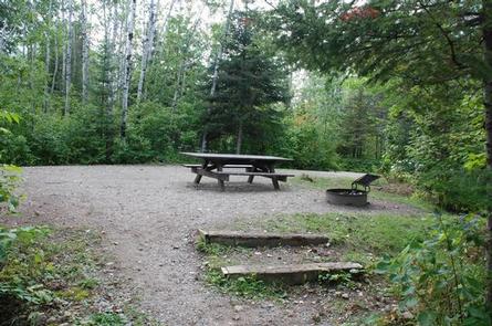 Picture of campsite.Typical campsite with table and fire ring.