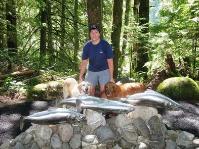 Cascade StreamWatch Salmon sculpture sculpture of salmon at Wildwood Recreation Site