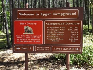 A sign at the entrance to the APGAR GROUP SITESThe entrnace sign at the APGAR GROUP SITES