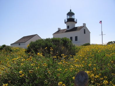 Old Point Loma LighthouseSpring flowers in front of Old Point Loma Lighthouse
