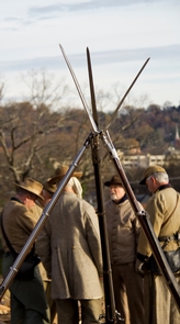 Living Historians on Orchard Knob in ChattanoogaConfederate soldiers stand watch from Orchard Knob during the 150th anniversary of the Battles for Chattanooga in 2013.