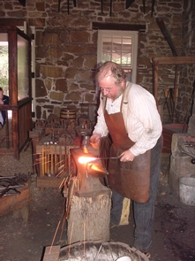 Blacksmith Demonstrations at Fort LarnedThe blacksmith demonstration is one of the most popular living history demonstrations.
