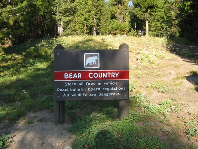 Food storage signAll campgrounds in Yellowstone including Indian Creek Campground is in bear country.