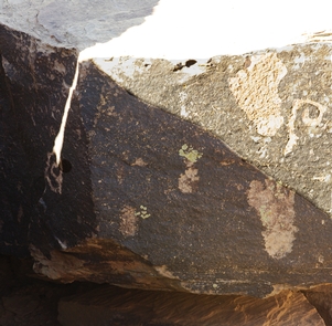 Summer Solstice Petroglyph at Puerco PuebloA petroglyph at Puerco Pueblo interacts with the sunlight on the summer solstice.