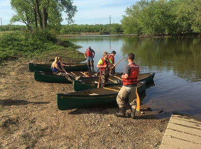 Wisconsin River PortageStudents paddling down the Wisconsin River to Portage.