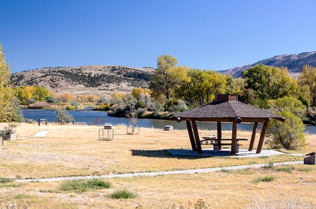 Bessemer BendA gazebo with a picnic table sits next to the North Platte River.