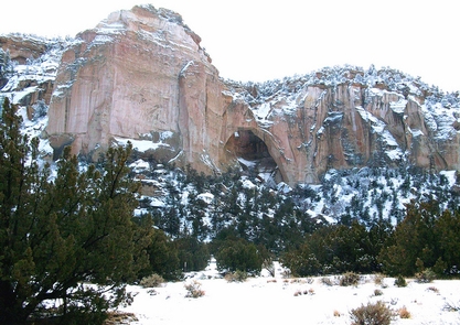 La Ventana Arch in the Cebolla WildernessThe La Ventana Arch covered with a light snow.