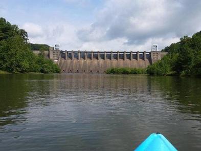 View of Conemaugh Dam from the downstream side of the Conemaugh River.